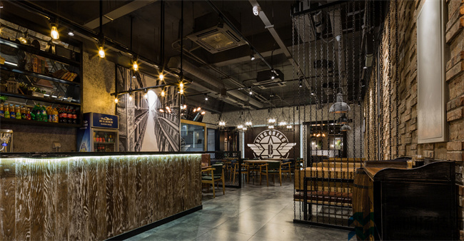 燒烤自助店裝修設(shè)計效果圖-懷舊風格燒烤自助店