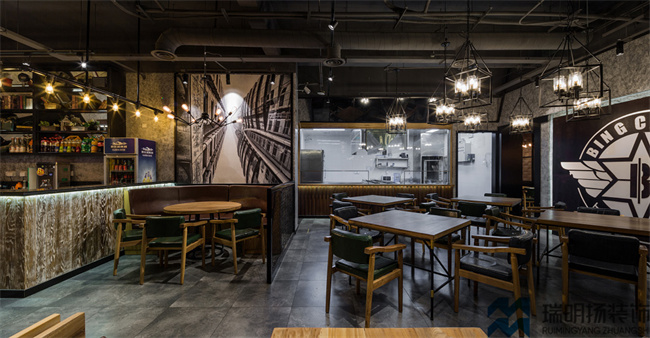 燒烤自助店裝修設(shè)計效果圖-懷舊風格燒烤自助店
