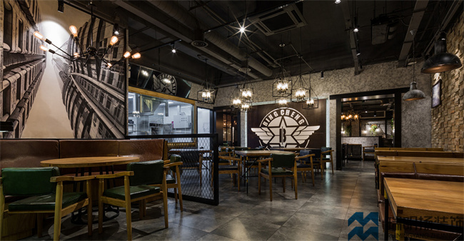 燒烤自助店裝修設(shè)計效果圖-懷舊風格燒烤自助店